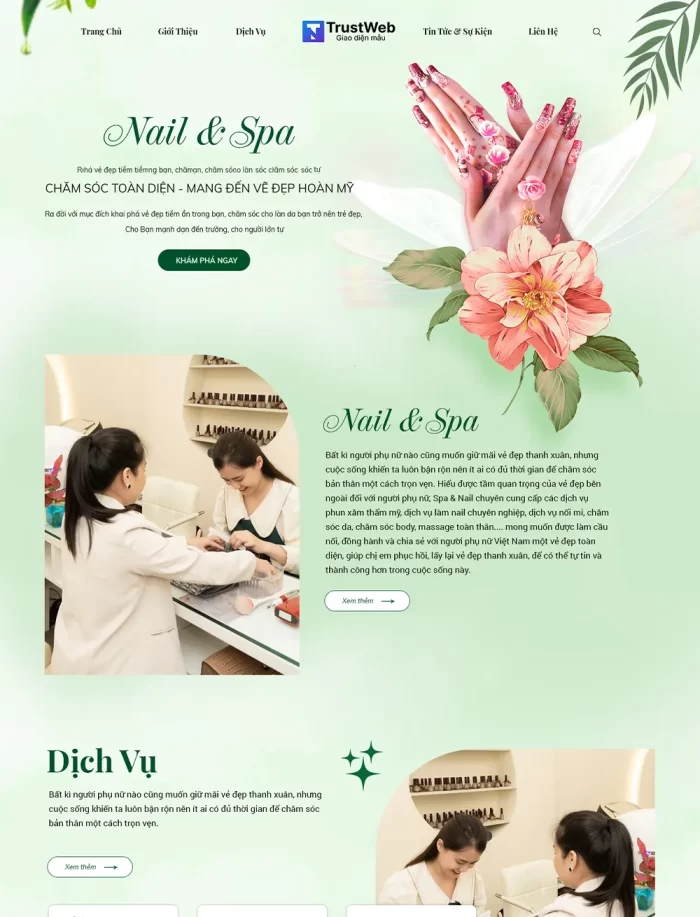 thiet ke website spa nail