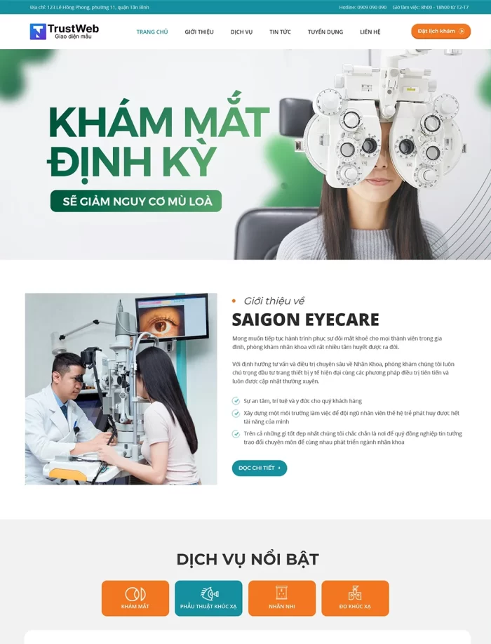 thiet ke web phong kham mat